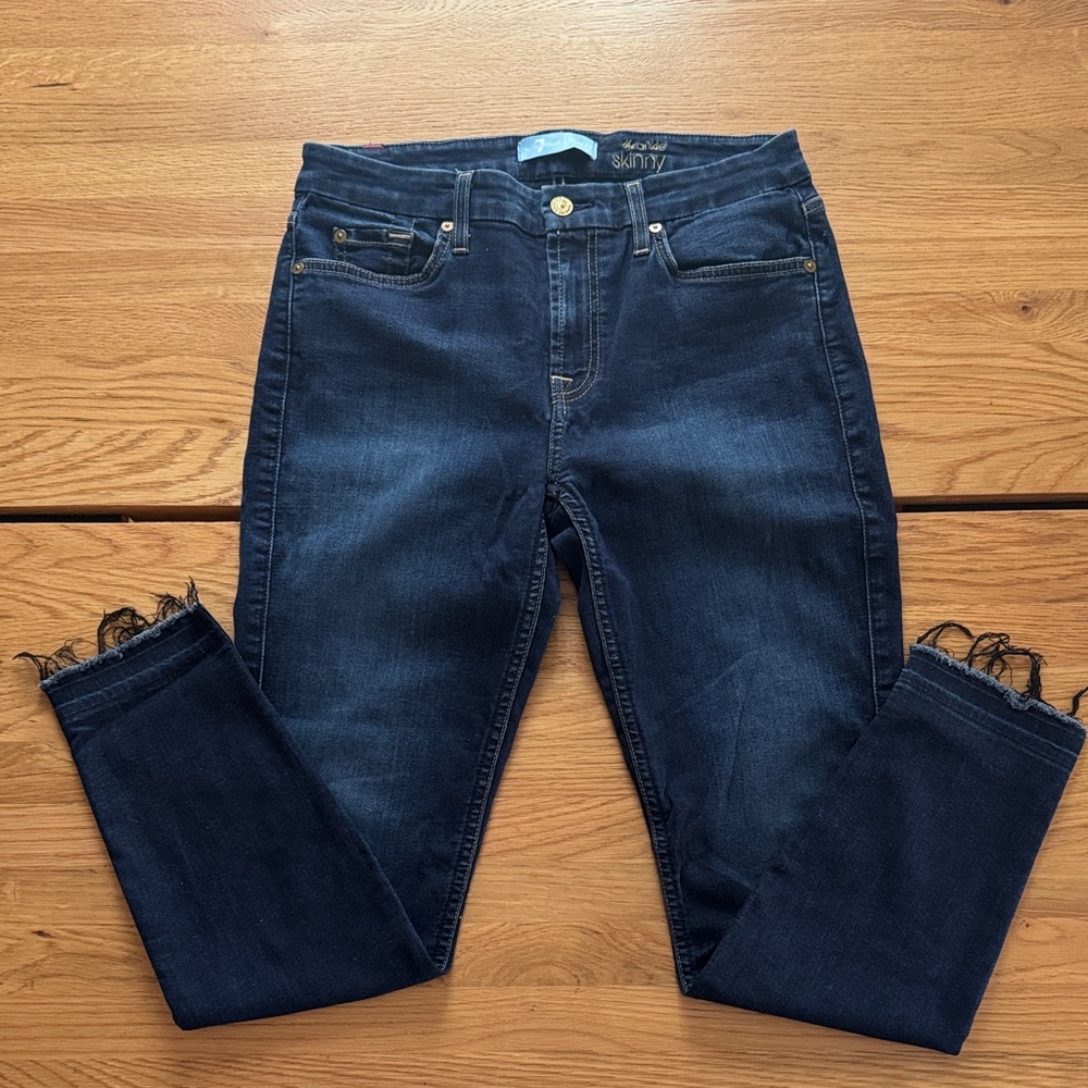 7 For All Mankind Deep Indigo Skinny Jeans